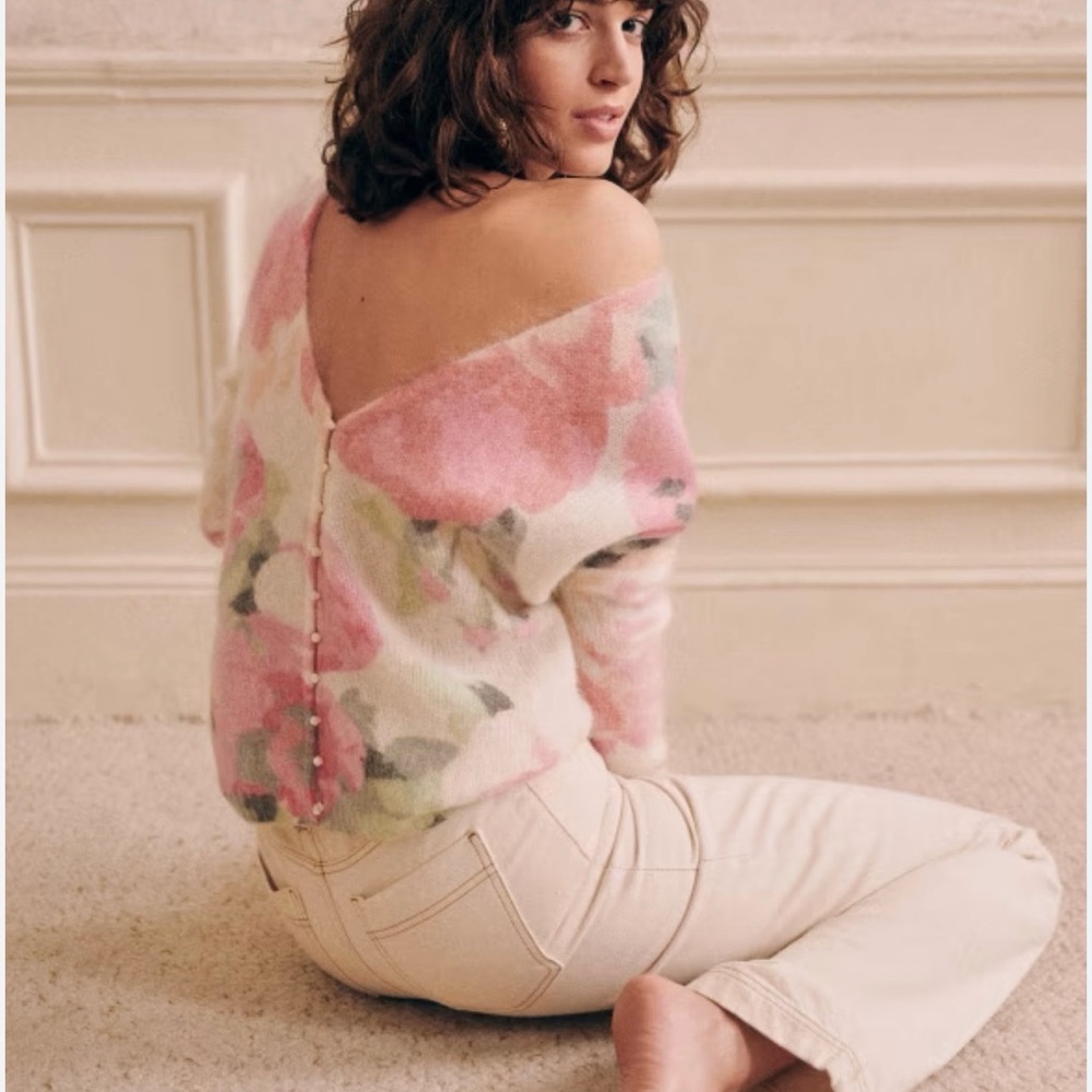 NWOT Sézane Lisette Cardigan in Romantic Floral Sweater M/L